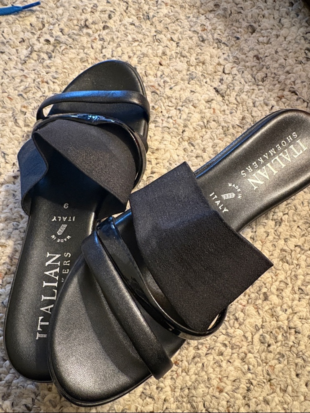 Italian Shoemakers Black Slide Mules - Picture 1 of 4
